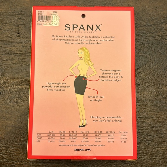 Spanx, Undie-tectable Midthigh, Black, Size Small - Picture 2 of 8